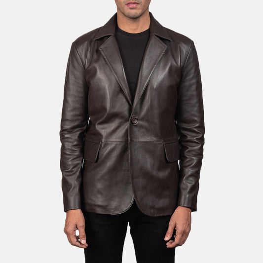 Daron Brown Leather Blazer - men's blazer in brown sheepskin leather, view 1