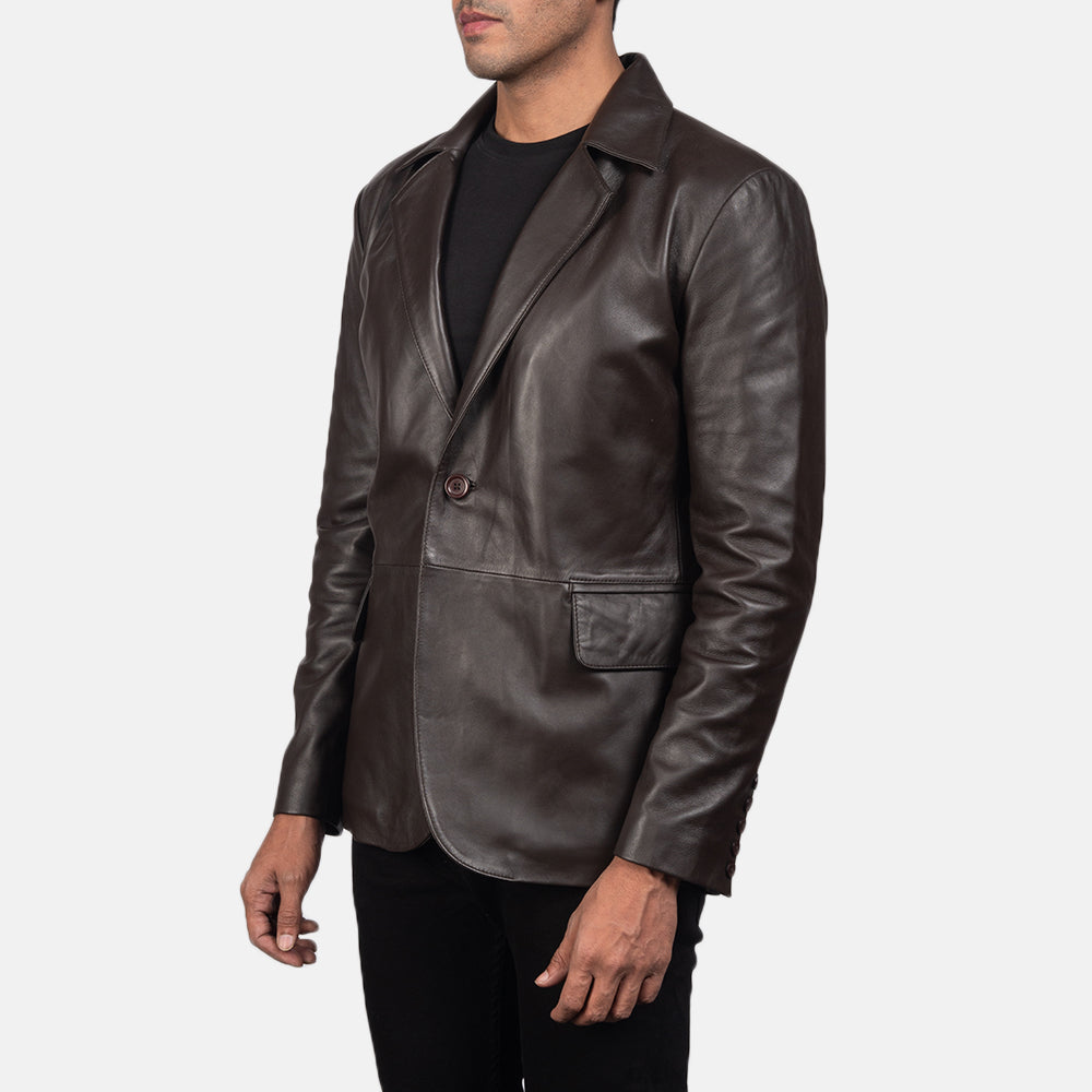 Daron Brown Leather Blazer - men's blazer in brown sheepskin leather, view 2