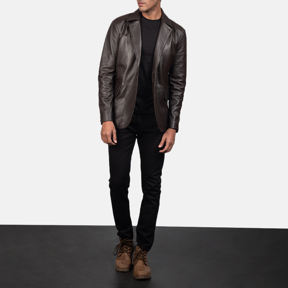 Daron Brown Leather Blazer - men's blazer in brown sheepskin leather, view 3