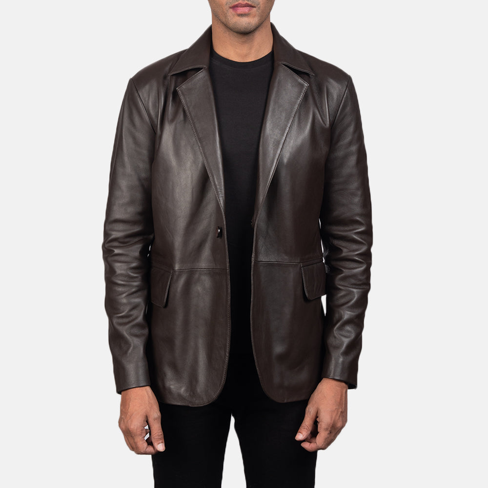 Daron Brown Leather Blazer - men's blazer in brown sheepskin leather, view 4
