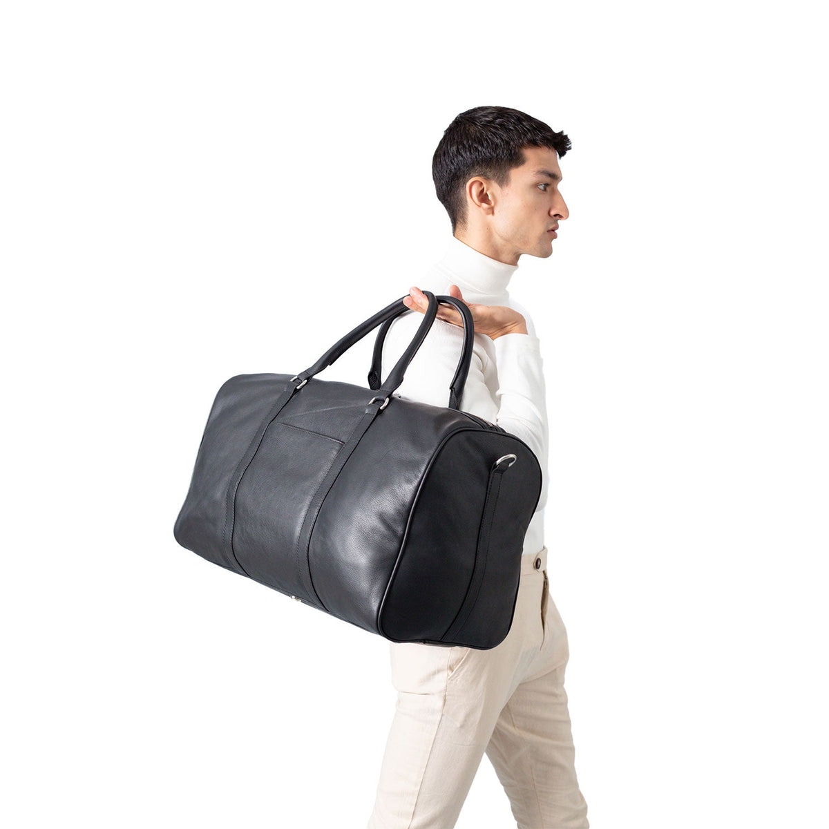 Brex Darrio Black Leather Duffle Bag - black leather duffle bag, view 5