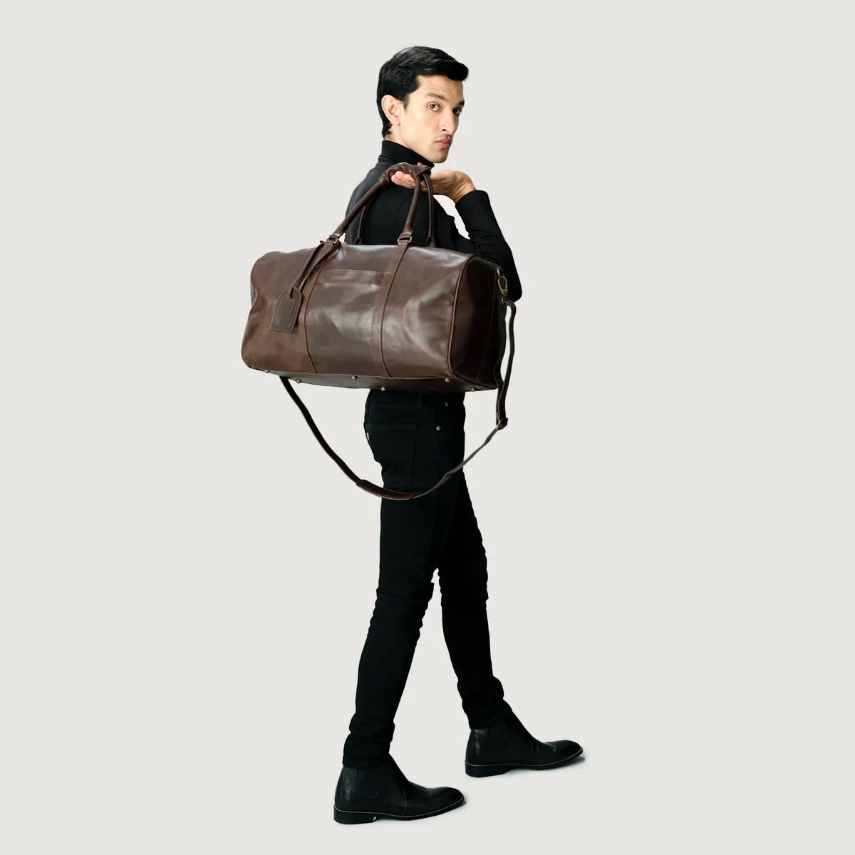 Brex Darrio Vintage Brown Leather Duffle Bag - brown vintage leather duffle bag, view 2