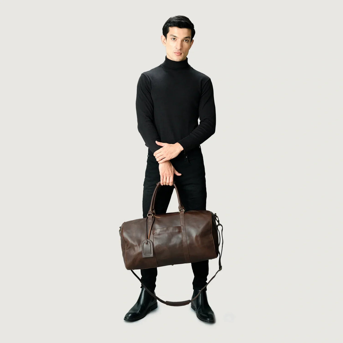 Brex Darrio Vintage Brown Leather Duffle Bag - brown vintage leather duffle bag, view 9