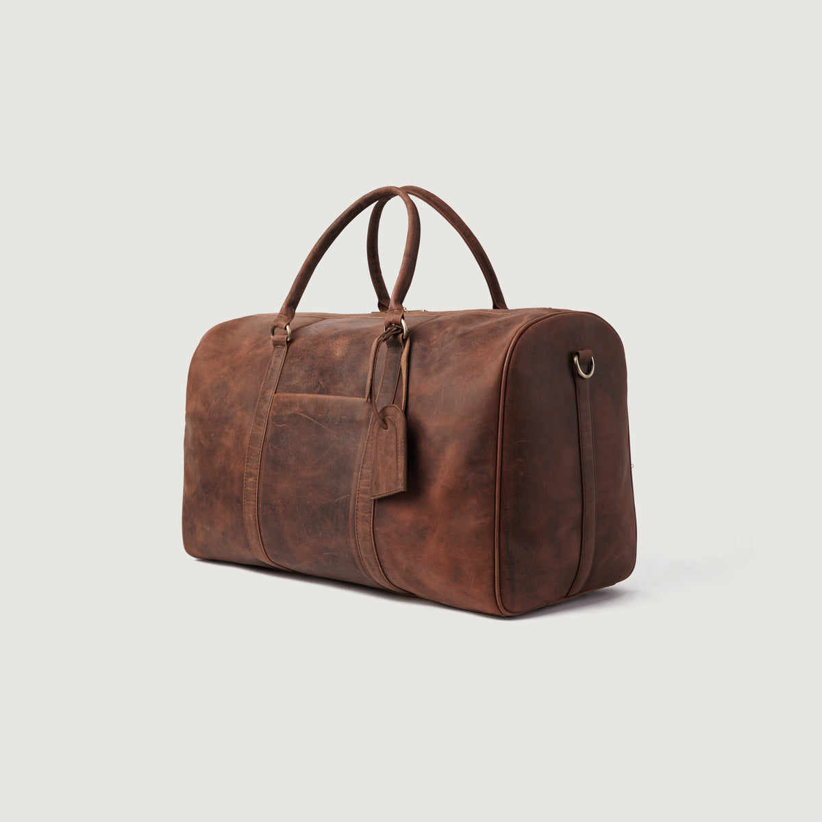 Brex Darrio Vintage Distressed Brown Leather Duffle Bag - brown vintage distressed leather duffle bag, view 4