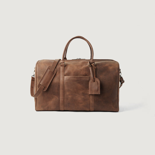 Brex Darrio Vintage Tan Brown Leather Duffle Bag - brown & tan vintage leather duffle bag, view 1