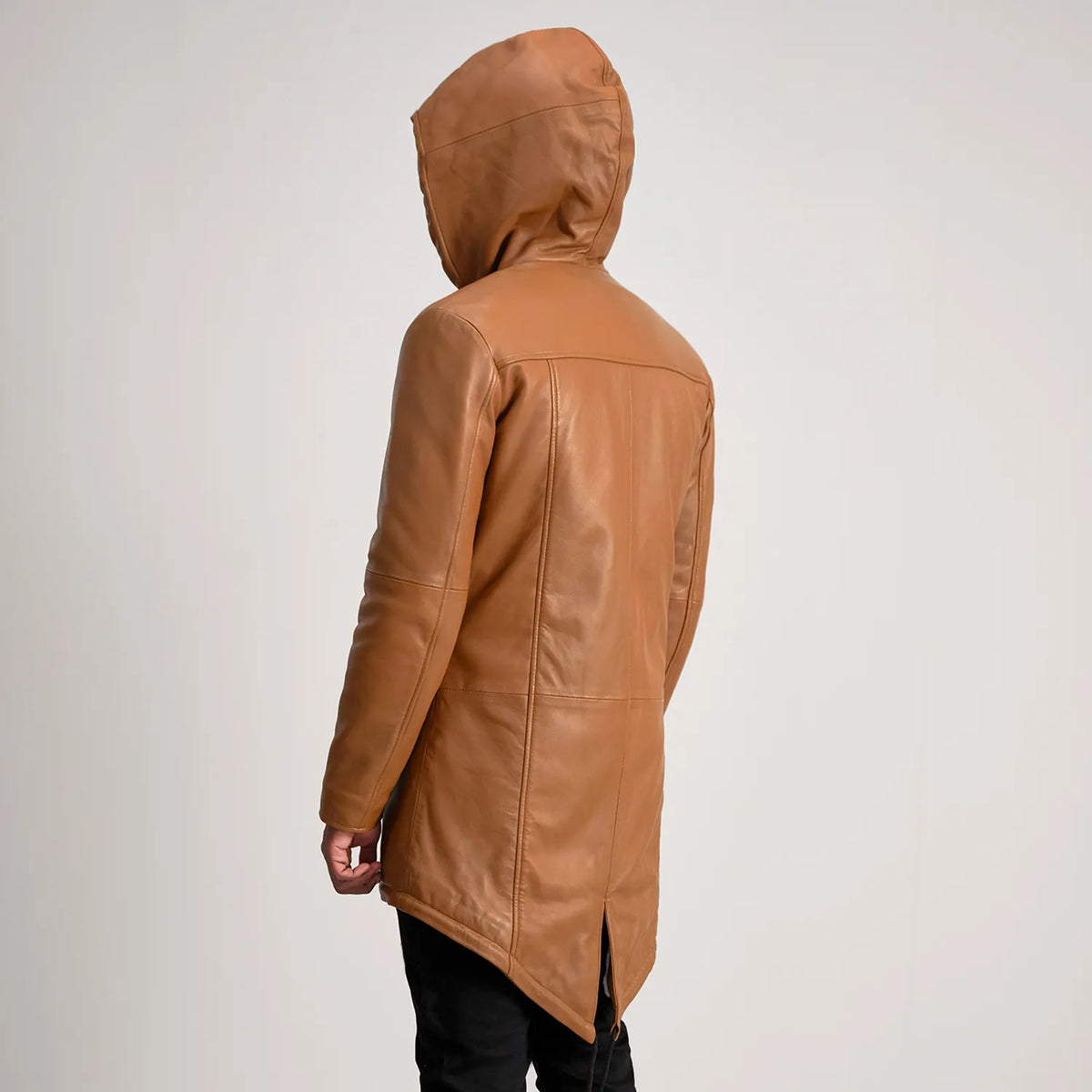Delvin Tan Leather Parka - men's jacket in tan sheepskin leather, view 5