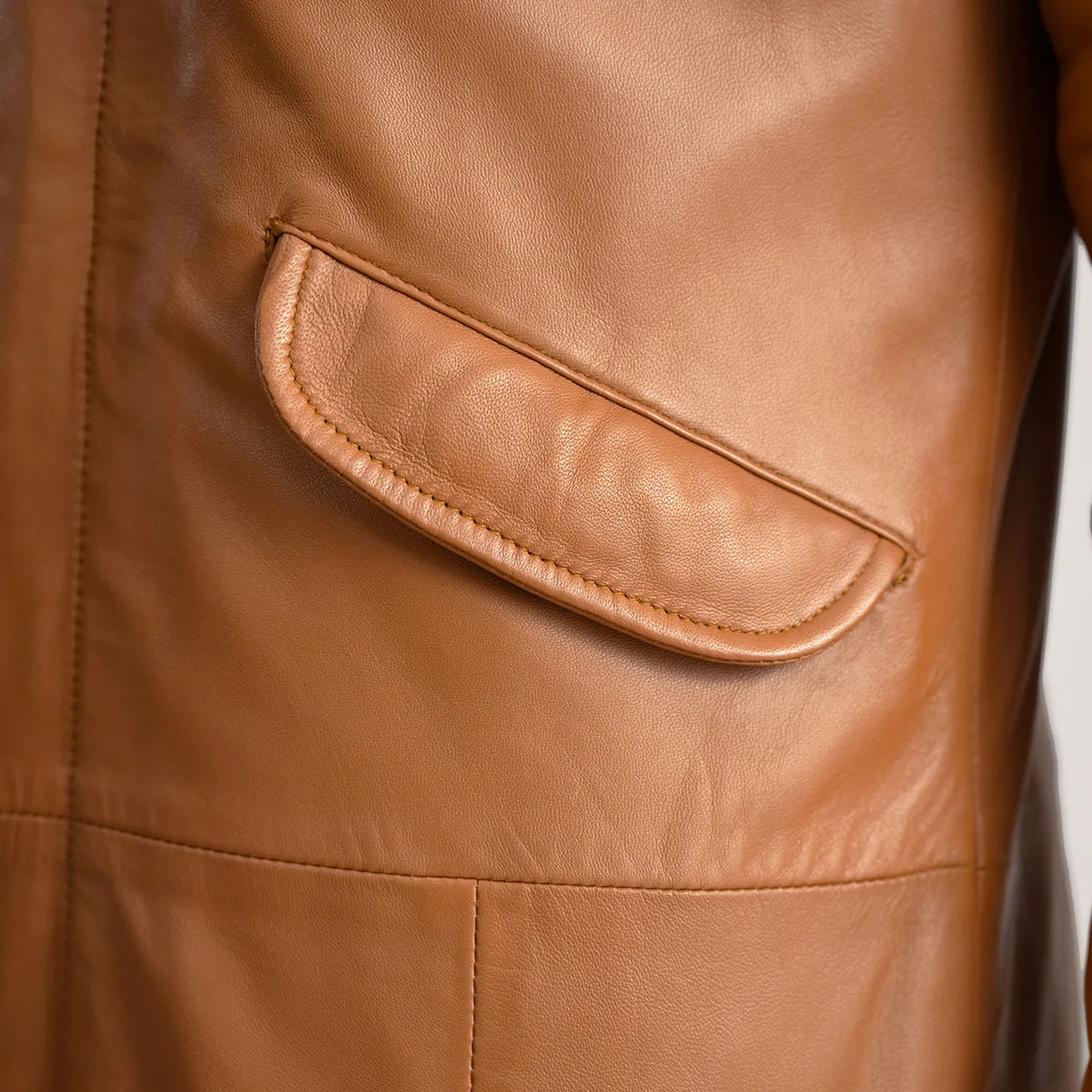 Delvin Tan Leather Parka - men's jacket in tan sheepskin leather, view 6
