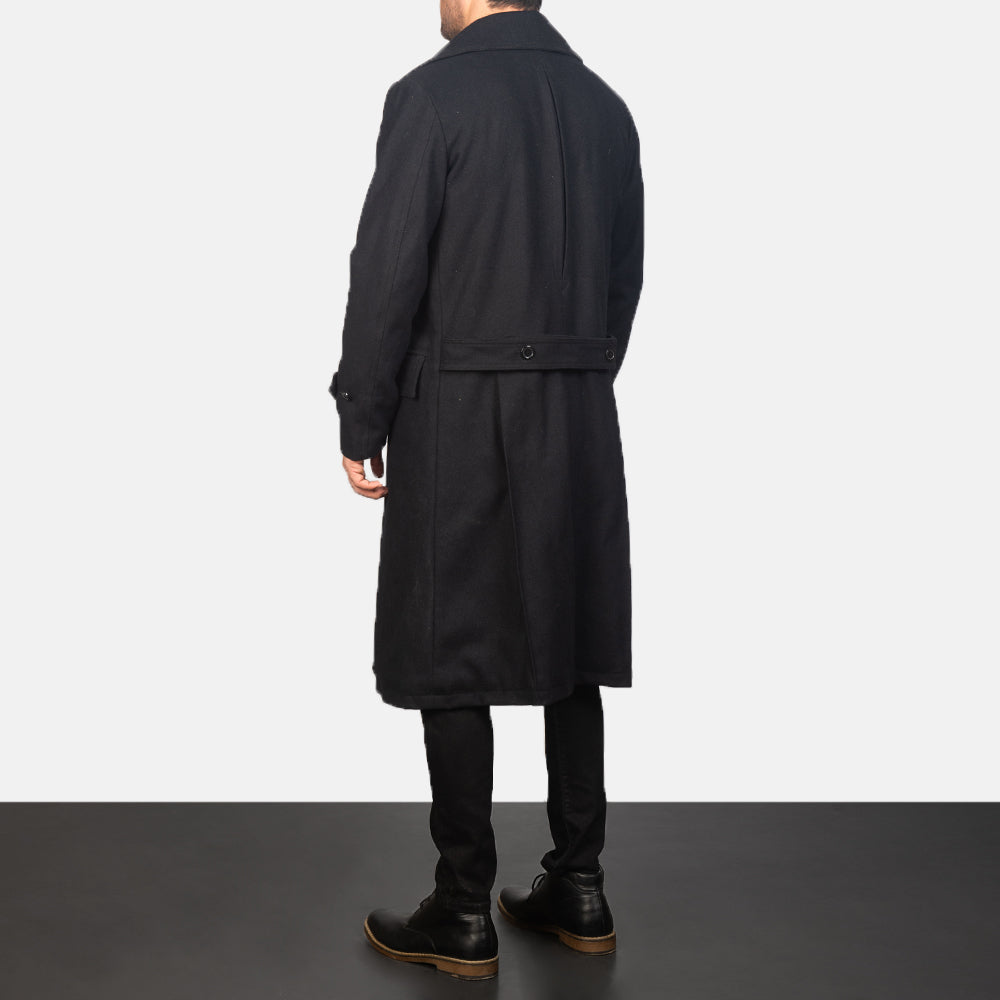 Detective Black Wool Coat - men's coat in black wool, view 5