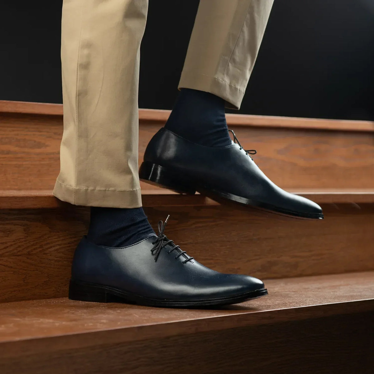Director Wholecut Midnight Blue Leather Shoes - men's shoes in midnight blue genuine leather, view 10