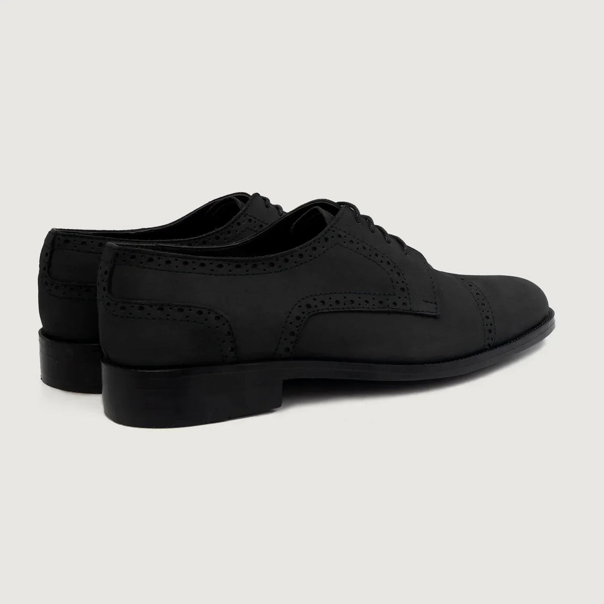 Dirk Brogues Derby Black Nubuck Leather Shoes - men's shoes in black nubuck leather, view 4