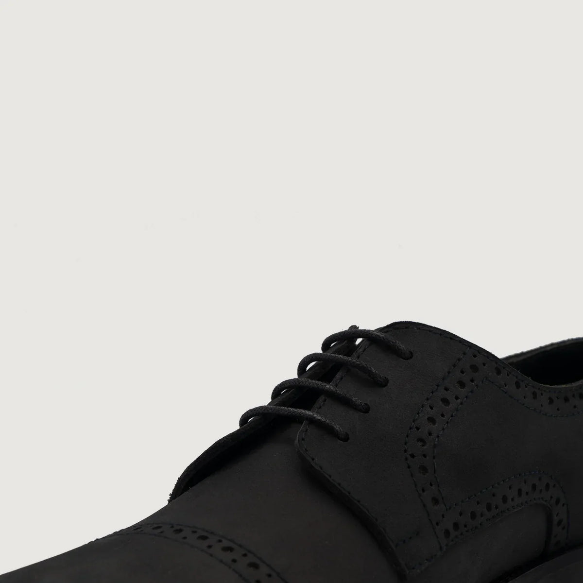 Dirk Brogues Derby Black Nubuck Leather Shoes - men's shoes in black nubuck leather, view 5
