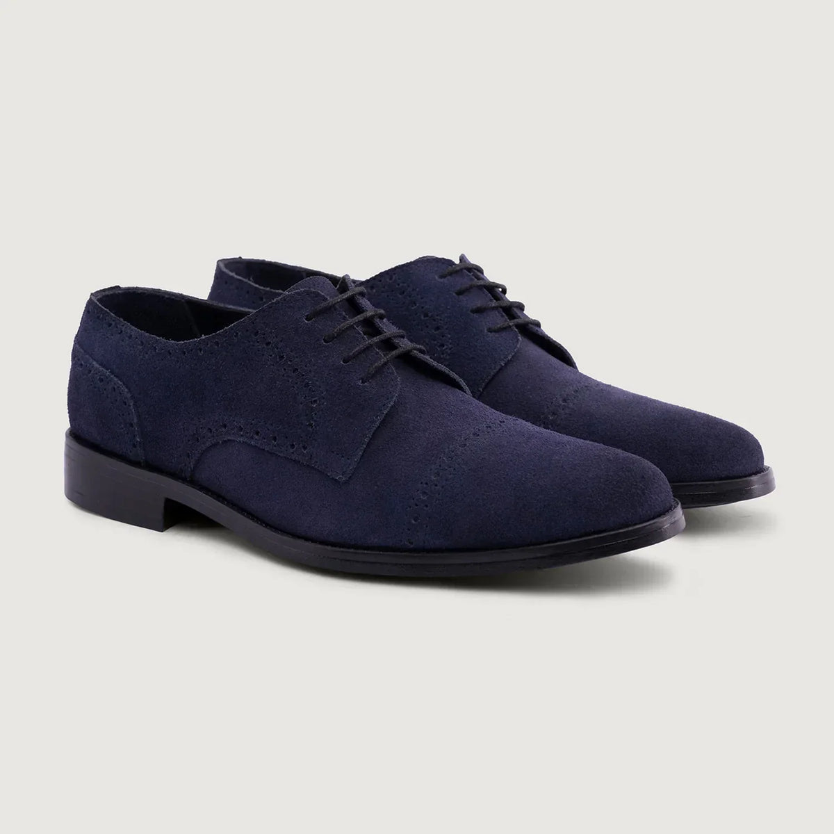 Dirk Brogues Derby Blue Suede Leather Shoes Rugged Sole - men's shoes in blue suede leather, view 1