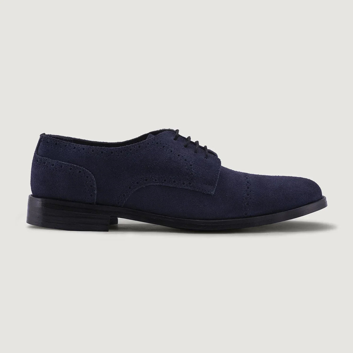 Dirk Brogues Derby Blue Suede Leather Shoes Rugged Sole - men's shoes in blue suede leather, view 2