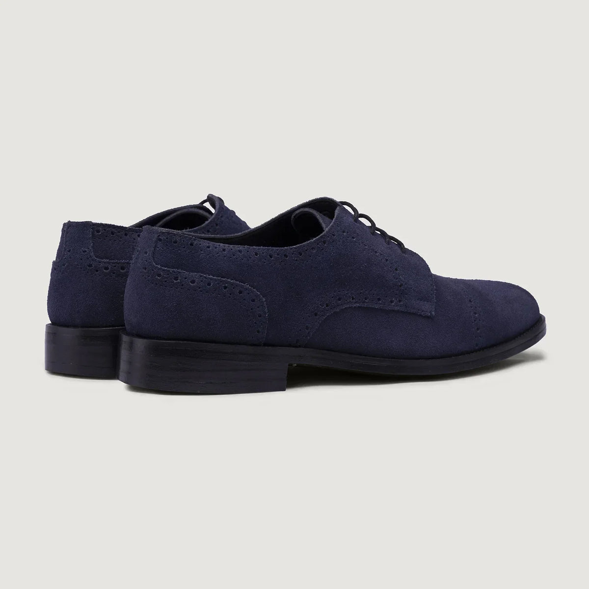 Dirk Brogues Derby Blue Suede Leather Shoes Rugged Sole - men's shoes in blue suede leather, view 3