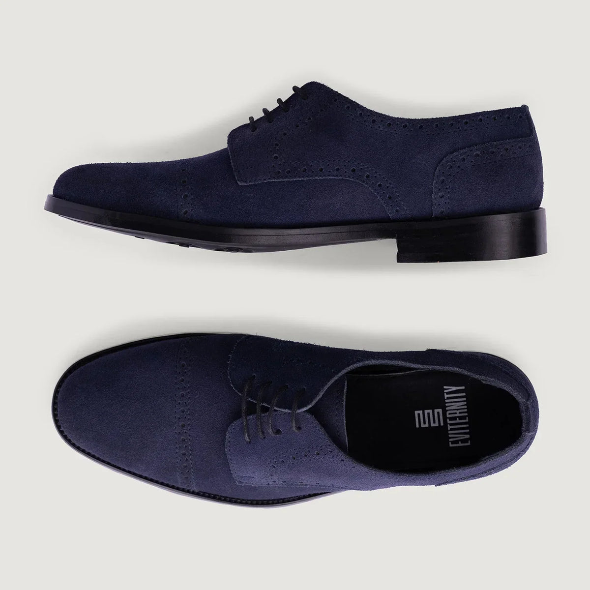 Dirk Brogues Derby Blue Suede Leather Shoes Rugged Sole - men's shoes in blue suede leather, view 4
