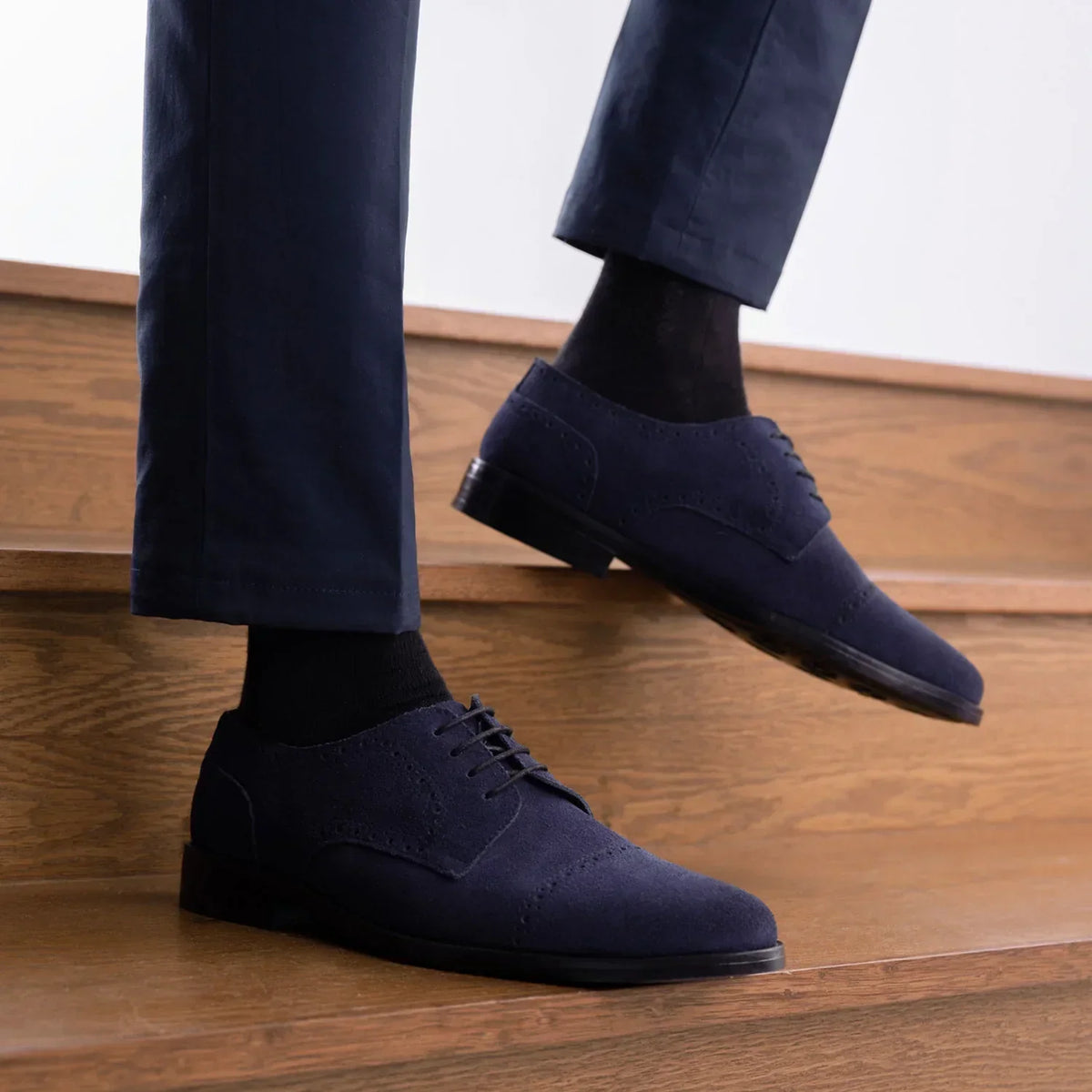 Dirk Brogues Derby Blue Suede Leather Shoes Rugged Sole - men's shoes in blue suede leather, view 9