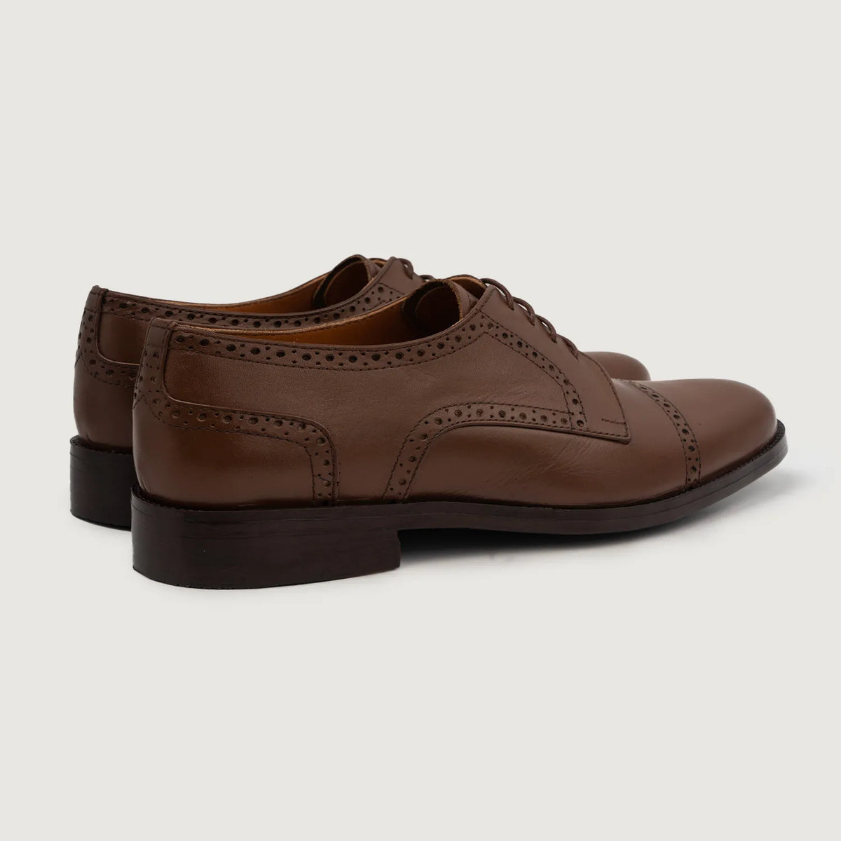Dirk Brogues Derby Brown Leather Shoes - men's shoes in brown genuine leather, view 4
