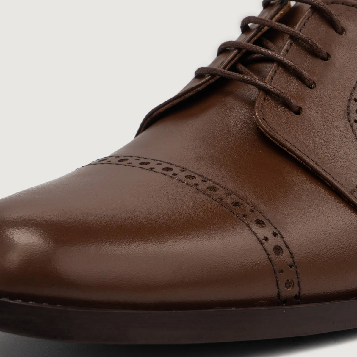 Dirk Brogues Derby Brown Leather Shoes - men's shoes in brown genuine leather, view 5