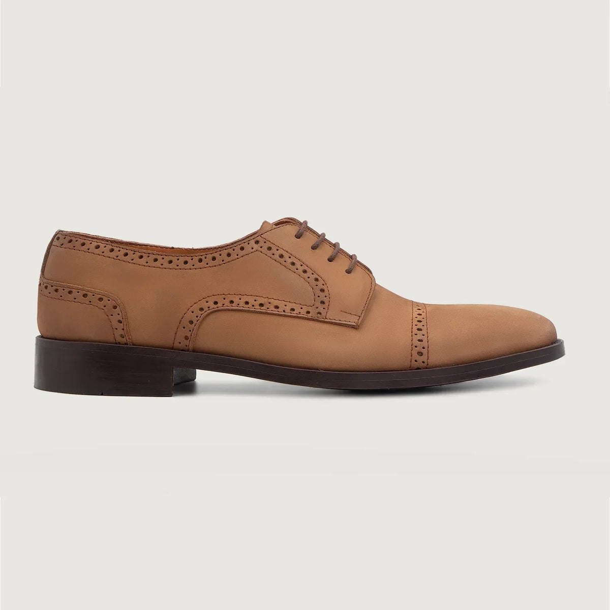 Dirk Brogues Derby Brown Nubuck Leather Shoes - men's shoes in brown nubuck leather, view 2