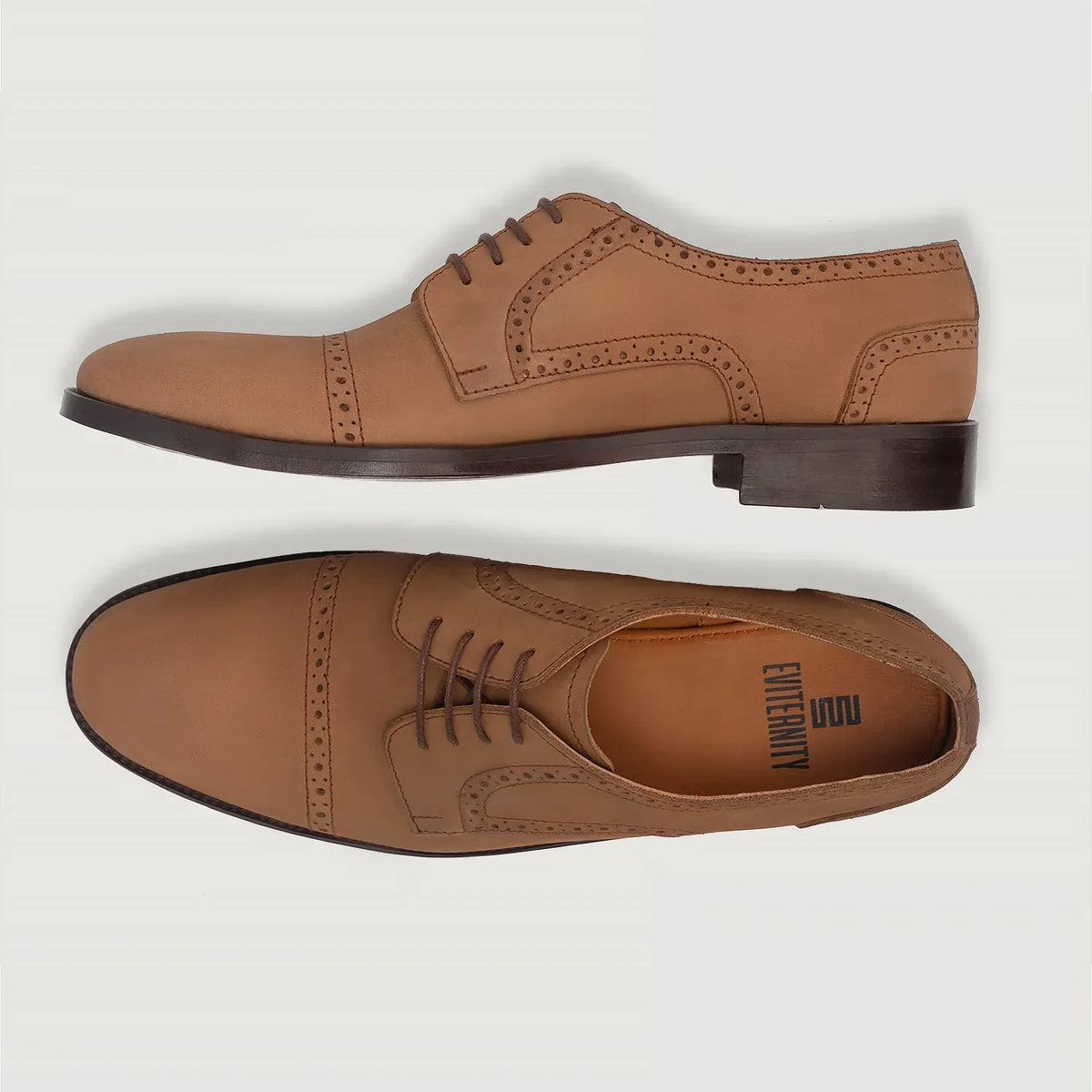 Dirk Brogues Derby Brown Nubuck Leather Shoes - men's shoes in brown nubuck leather, view 3