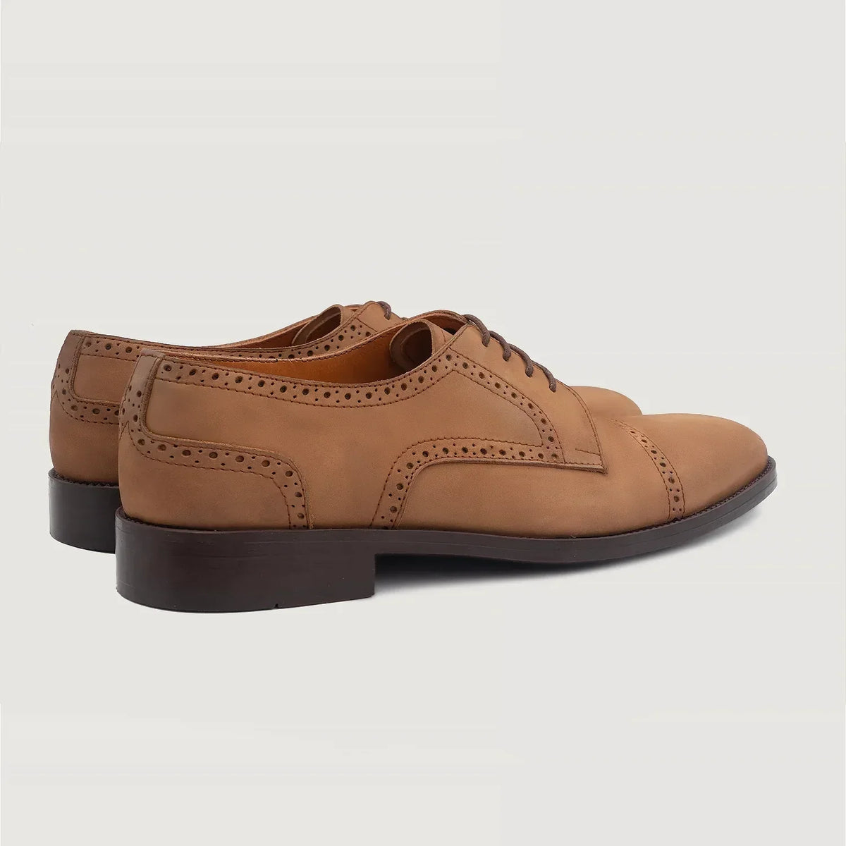 Dirk Brogues Derby Brown Nubuck Leather Shoes - men's shoes in brown nubuck leather, view 4