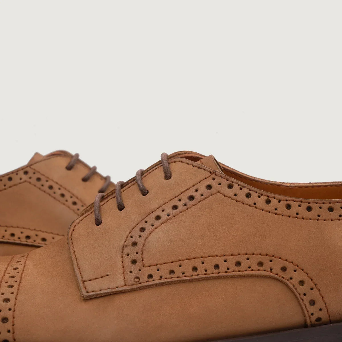 Dirk Brogues Derby Brown Nubuck Leather Shoes - men's shoes in brown nubuck leather, view 5