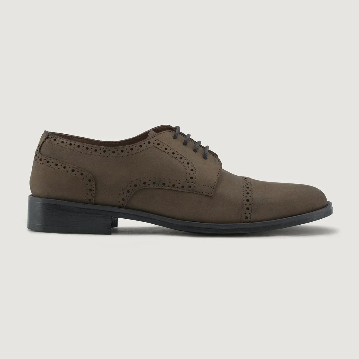 Dirk Brogues Derby Brown Oil Pullup Leather Shoes Rugged Sole - men's shoes in brown pull-up leather, view 2