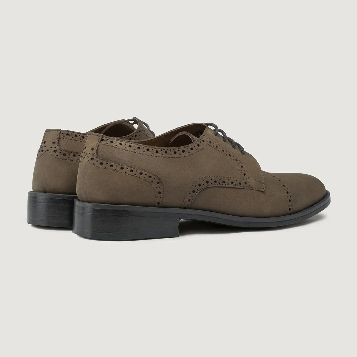 Dirk Brogues Derby Brown Oil Pullup Leather Shoes Rugged Sole - men's shoes in brown pull-up leather, view 3