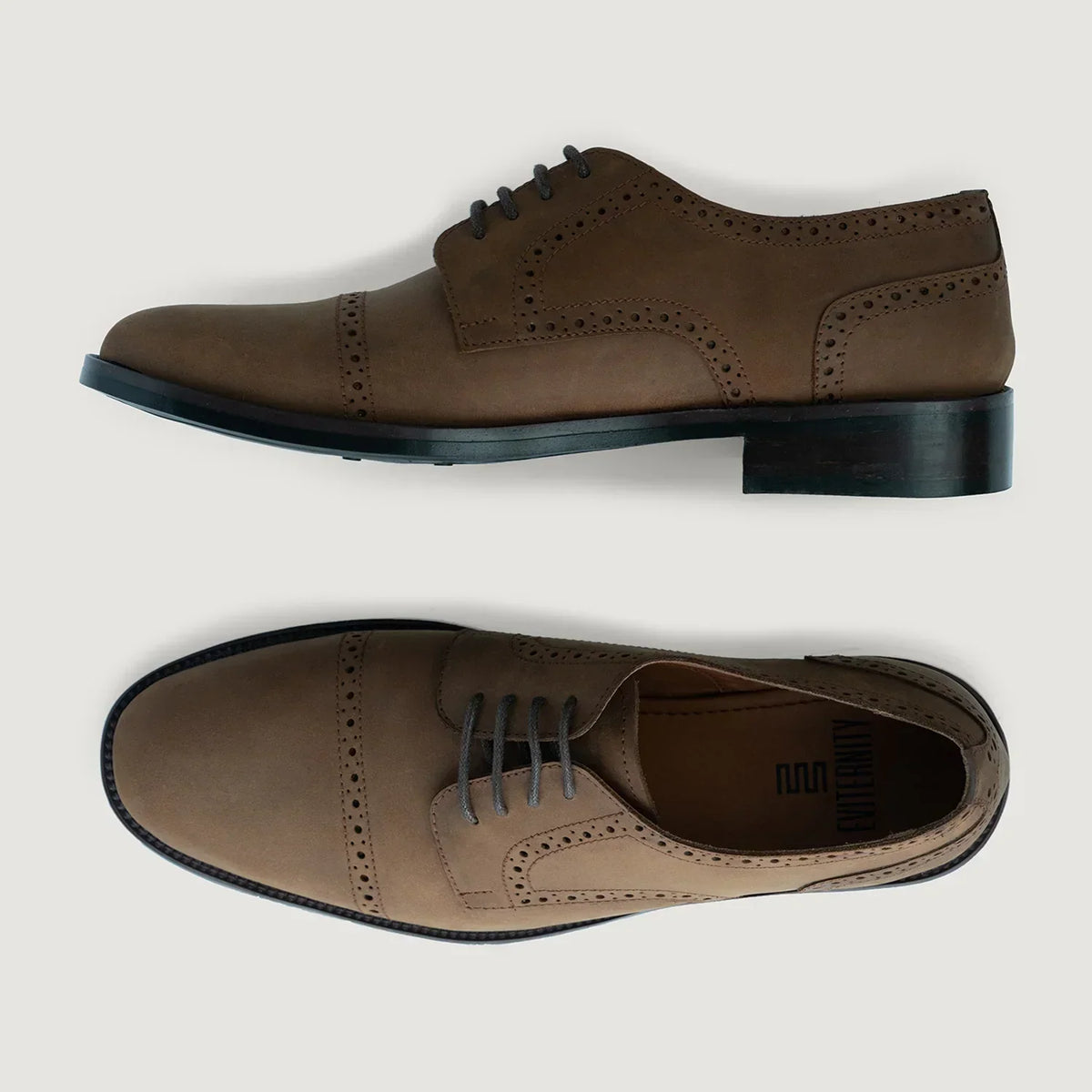 Dirk Brogues Derby Brown Oil Pullup Leather Shoes Rugged Sole - men's shoes in brown pull-up leather, view 4
