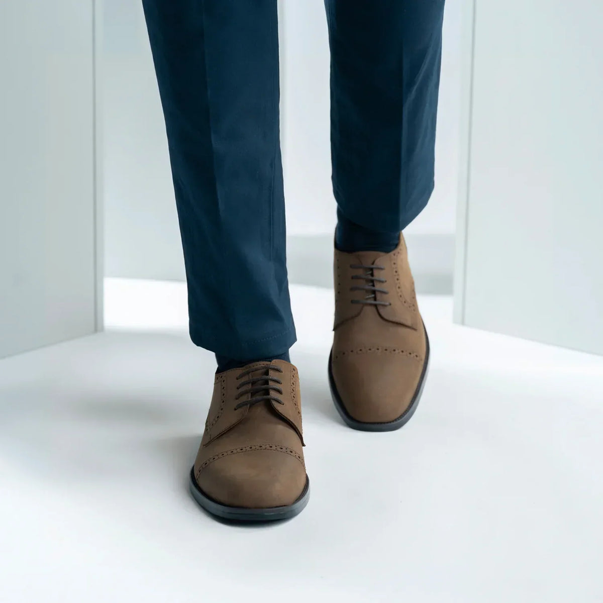 Dirk Brogues Derby Brown Oil Pullup Leather Shoes Rugged Sole - men's shoes in brown pull-up leather, view 6
