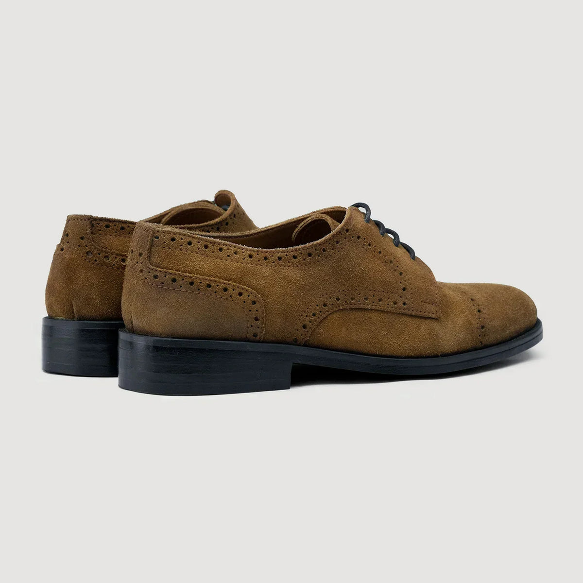 Dirk Brogues Derby Brown Suede Leather Shoes Rugged Sole - men's shoes in brown suede leather, view 4