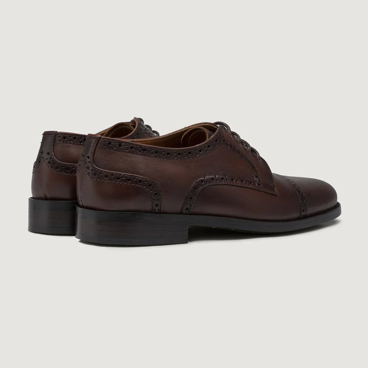 Dirk Brogues Derby Burnished Brown Leather Shoes - men's shoes in brown genuine leather, view 4