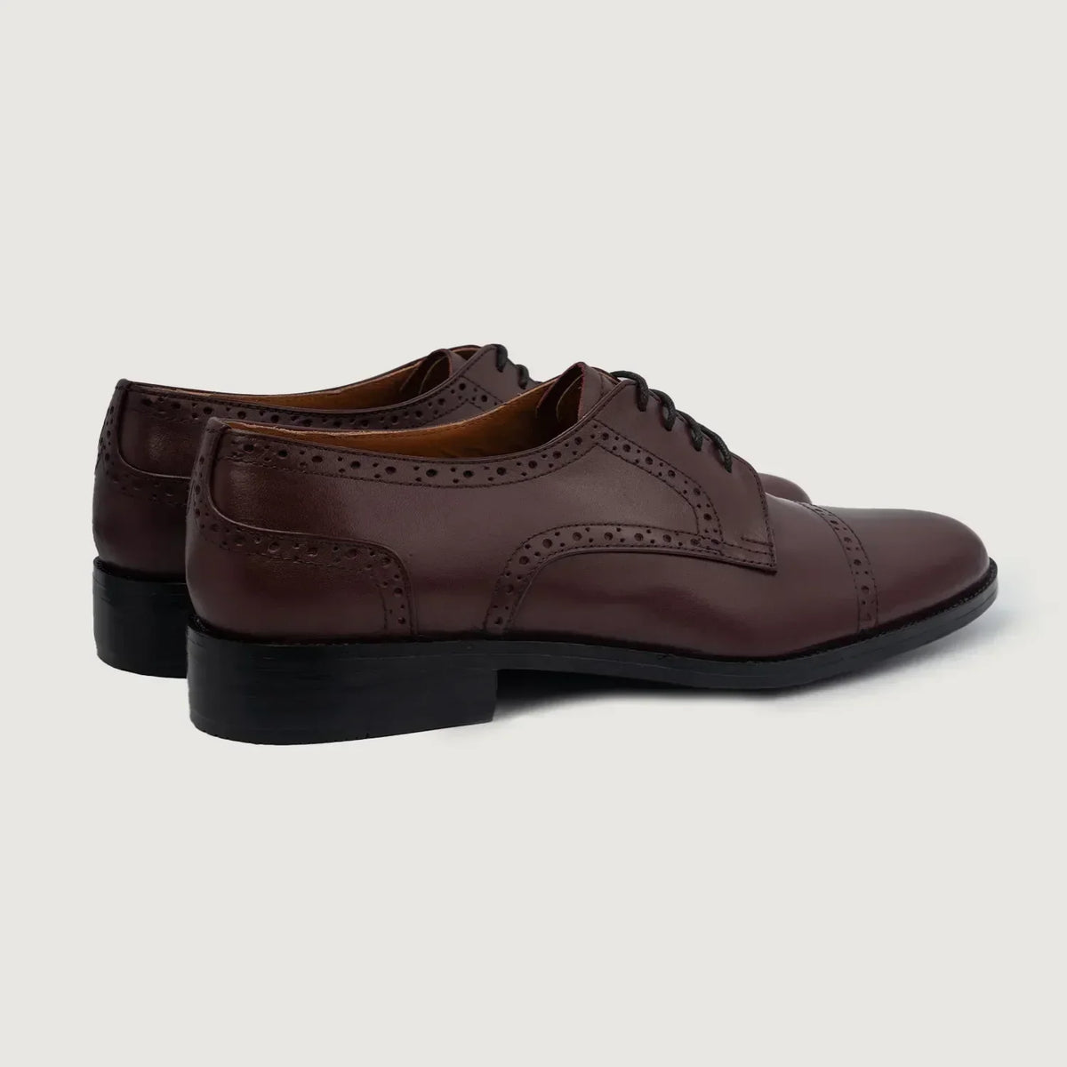 Dirk Brogues Derby Maroon Leather Shoes - men's shoes in maroon genuine leather, view 4