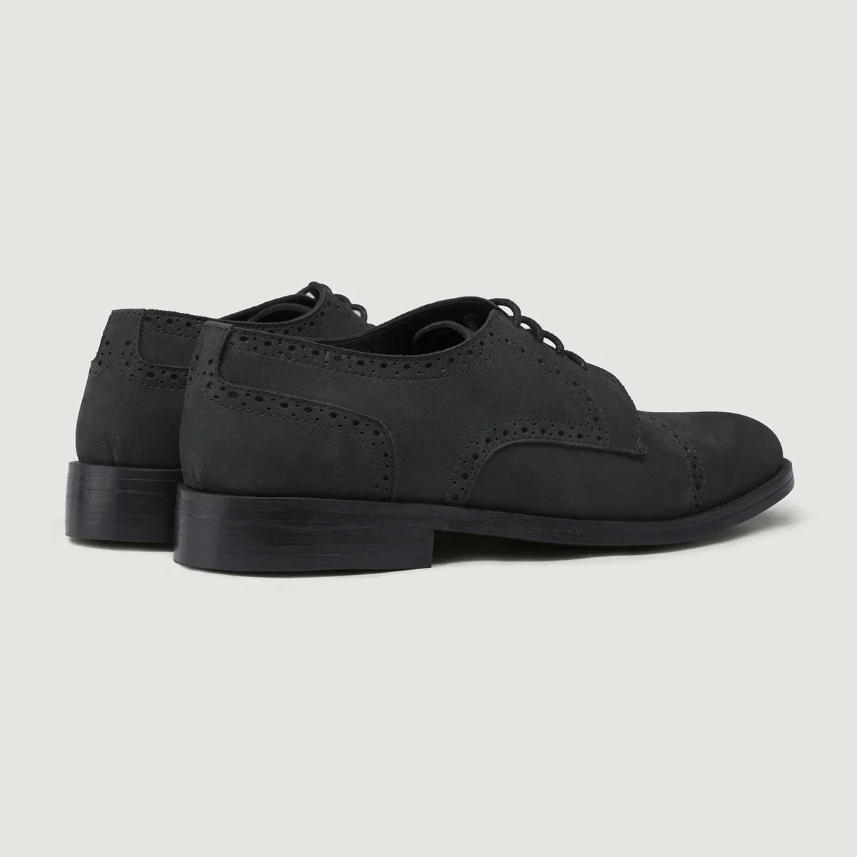 Dirk Brogues Derby Matte Black Nubuck Leather Shoes Rugged Sole - men's shoes in black nubuck leather, view 4