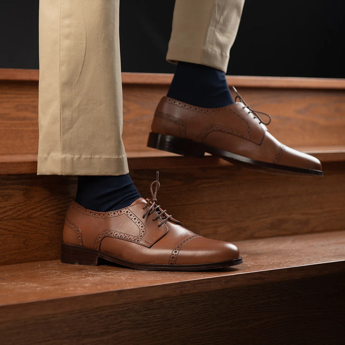 Dirk Brogues Derby Tan Leather Shoes - men's shoes in tan genuine leather, view 10