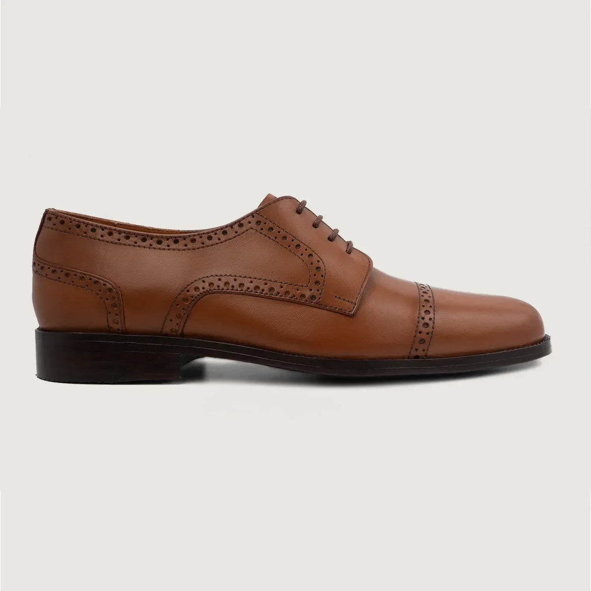 Dirk Brogues Derby Tan Leather Shoes - men's shoes in tan genuine leather, view 2