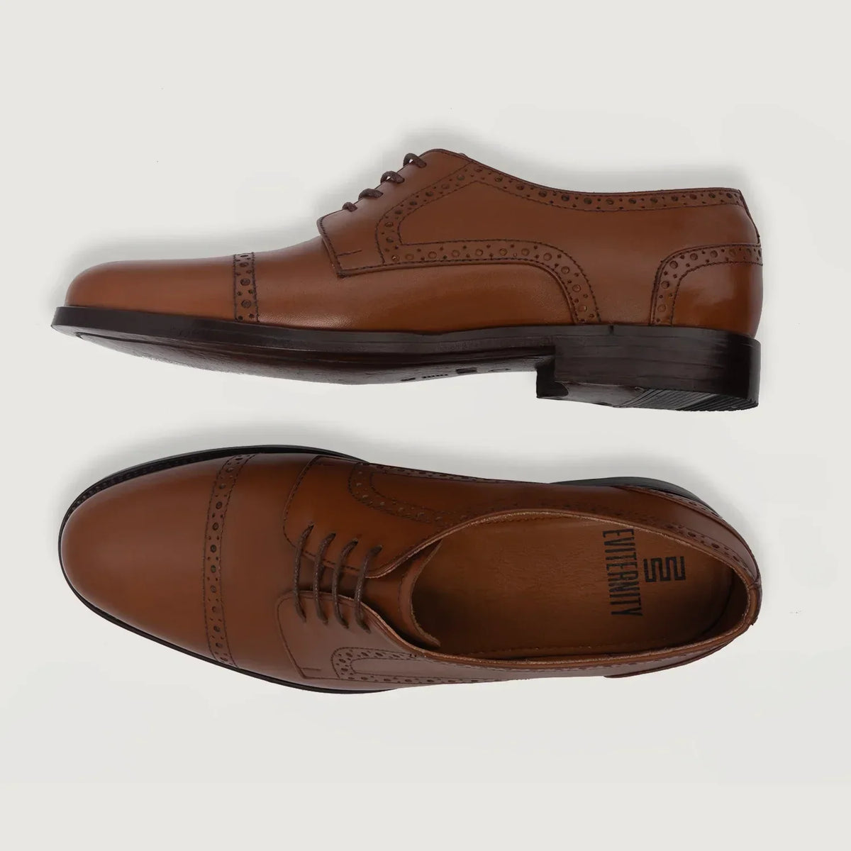 Dirk Brogues Derby Tan Leather Shoes - men's shoes in tan genuine leather, view 3