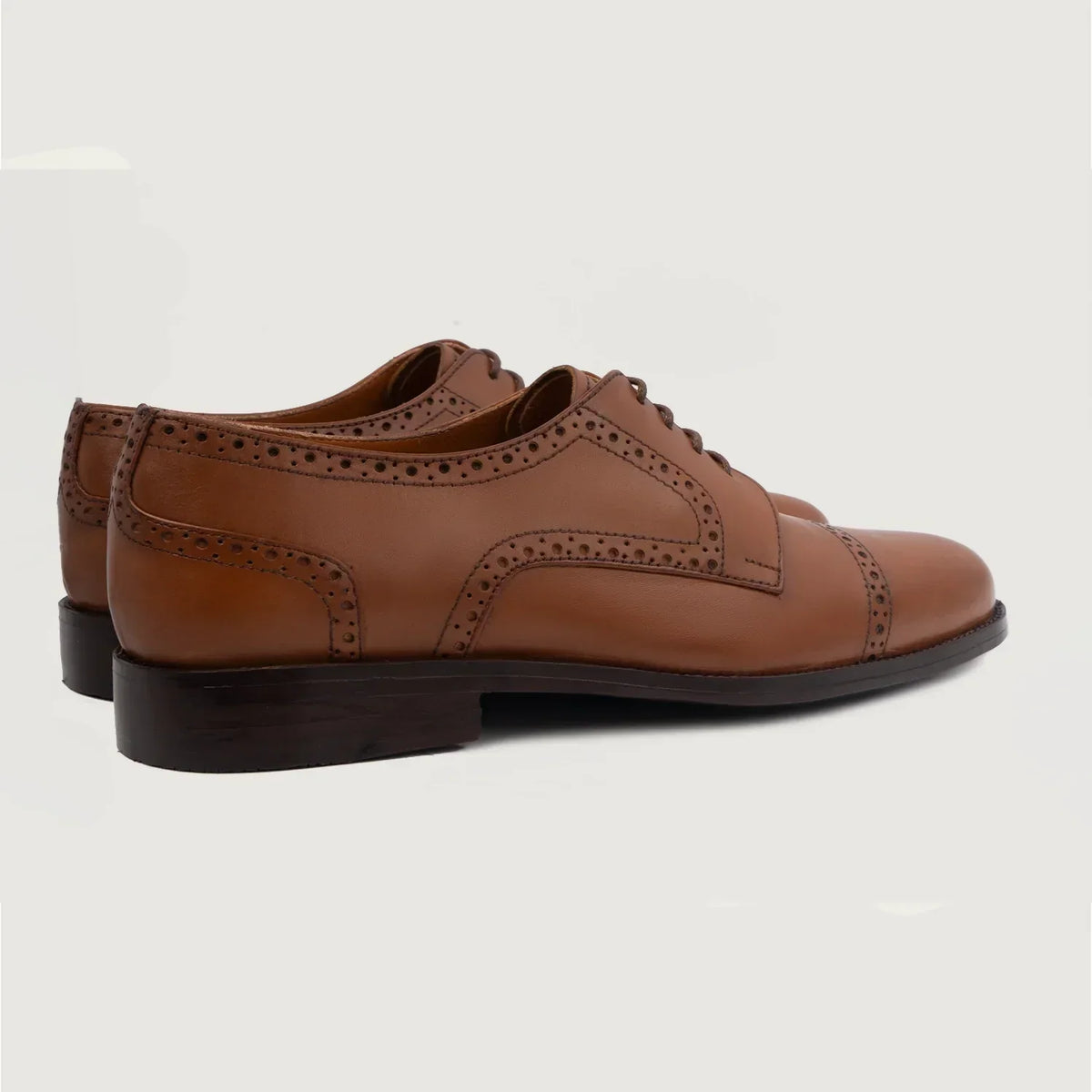 Dirk Brogues Derby Tan Leather Shoes - men's shoes in tan genuine leather, view 4