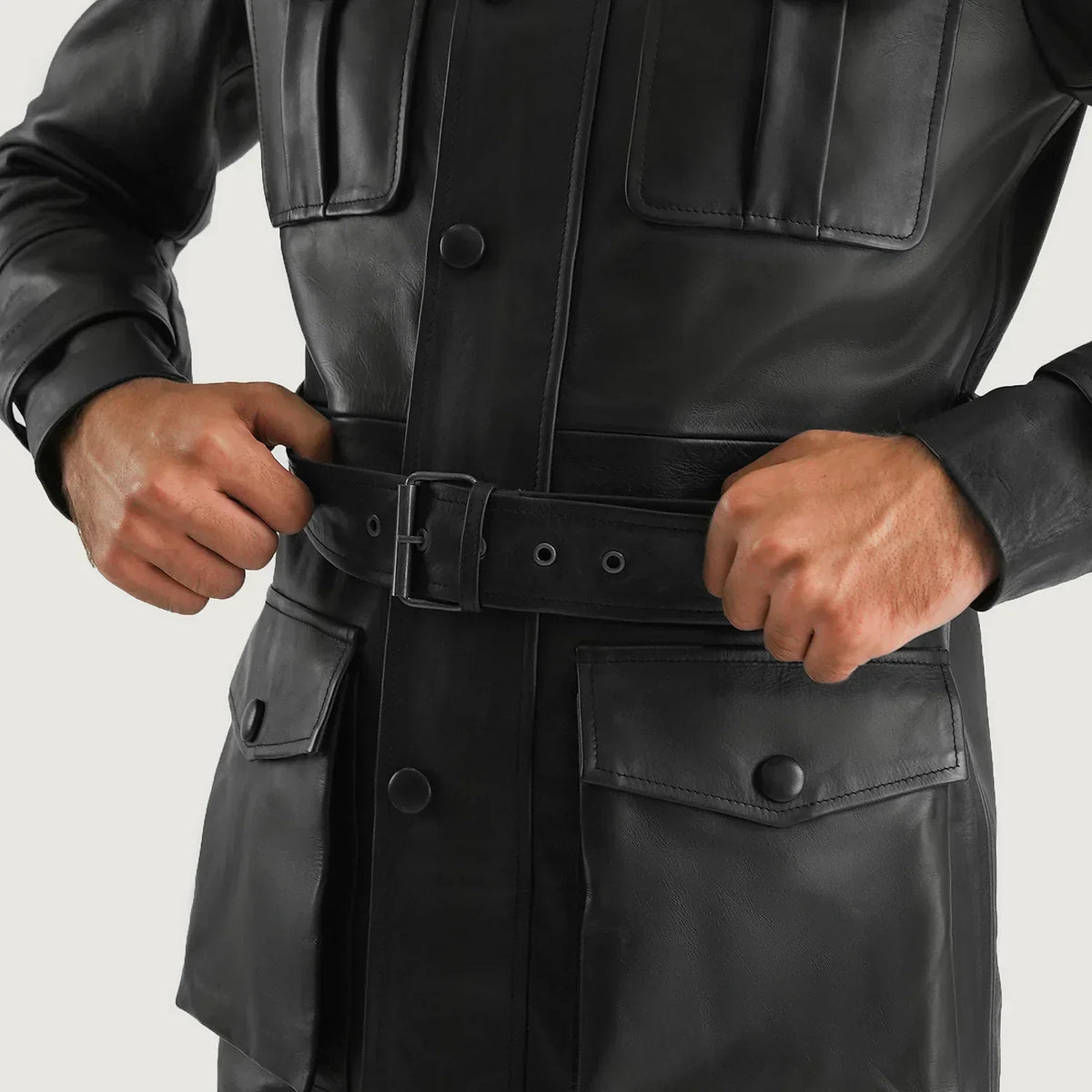 Dolf Black Leather Jacket - men's jacket in black cowhide leather, view 6