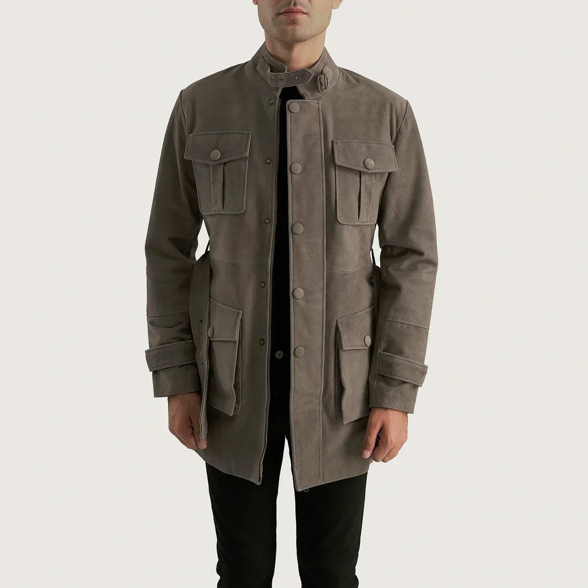 Dolf Grey Suede Jacket - men's jacket in grey suede leather, view 1