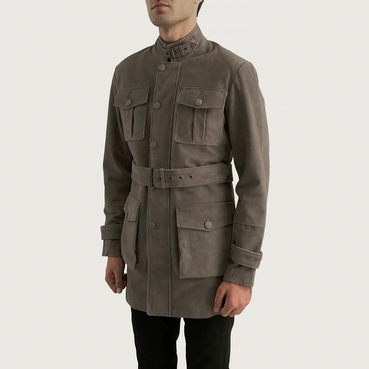 Dolf Grey Suede Jacket - men's jacket in grey suede leather, view 2