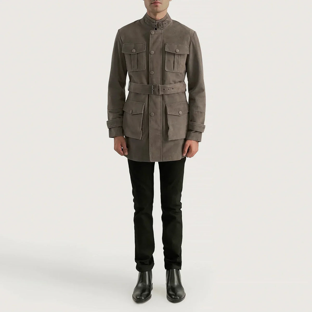 Dolf Grey Suede Jacket - men's jacket in grey suede leather, view 3
