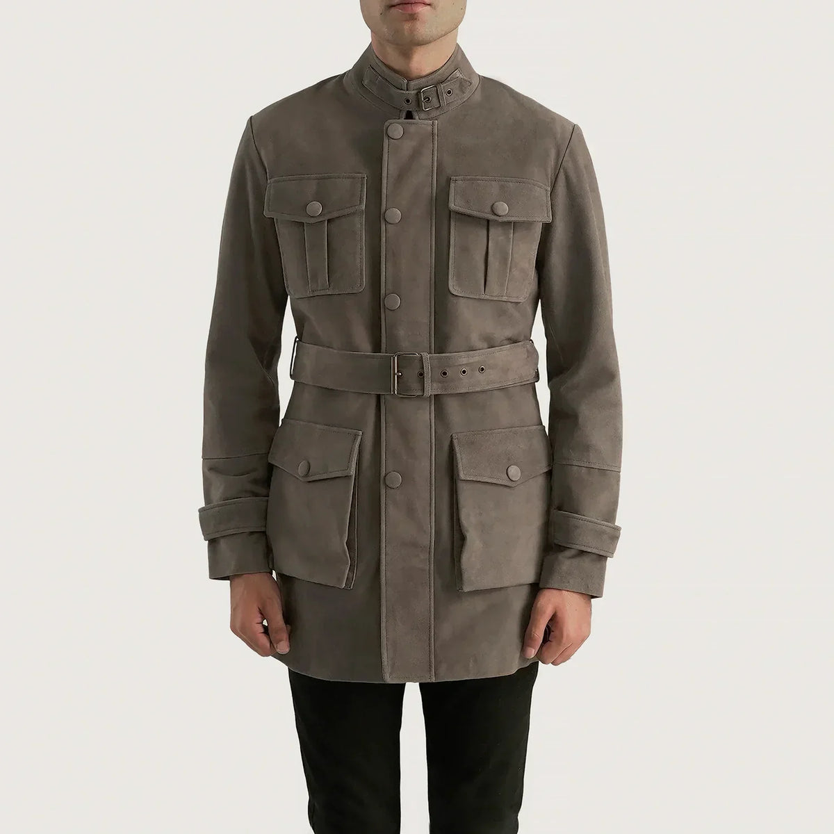 Dolf Grey Suede Jacket - men's jacket in grey suede leather, view 4