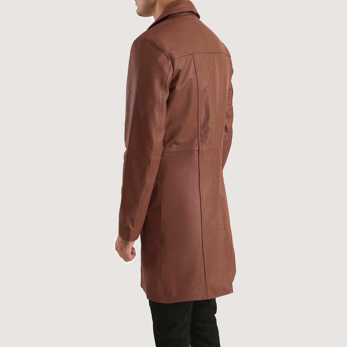 Don Long Brown Leather Coat - men's coat in brown cowhide leather, view 5