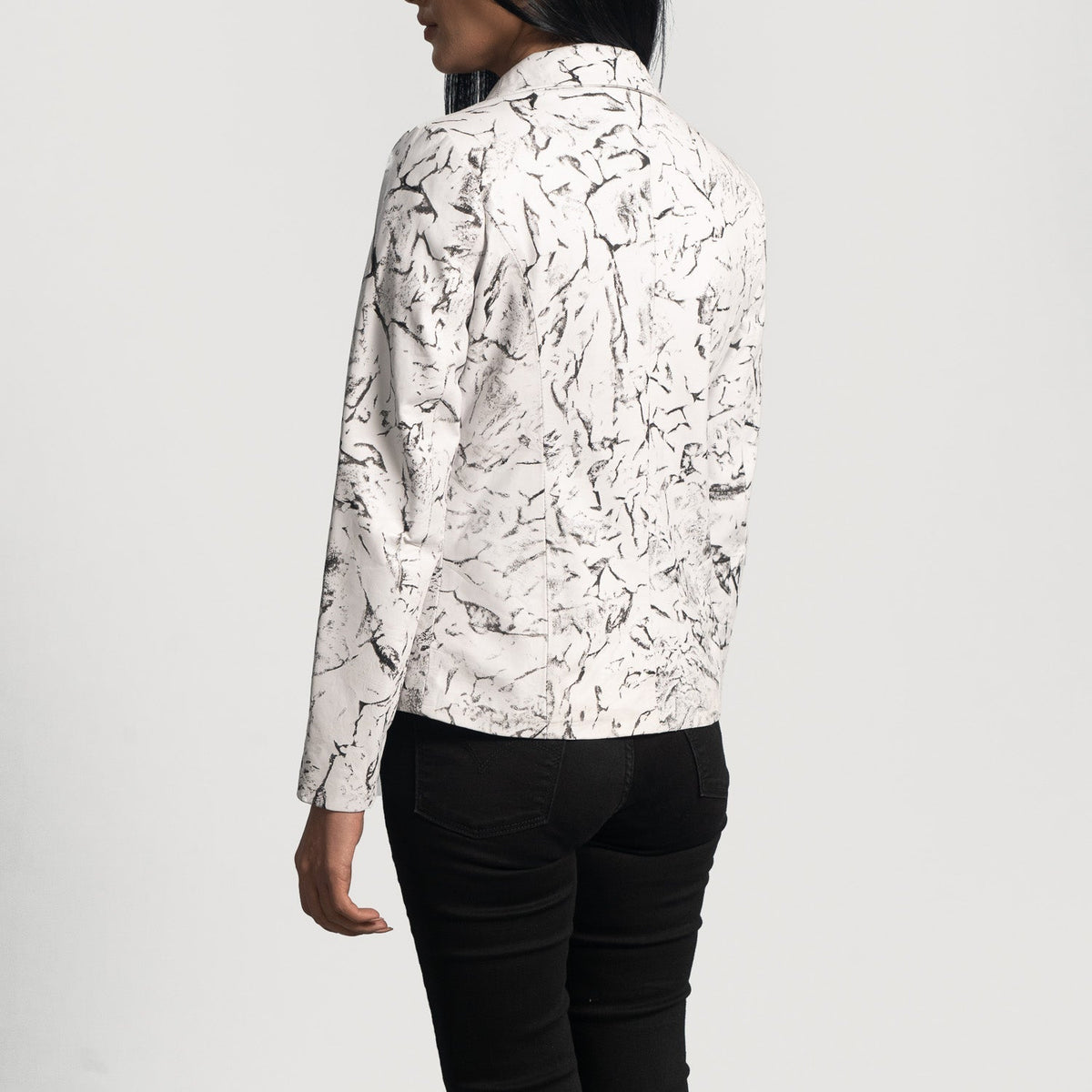 Brex Donna Blake White Leather Blazer - women's blazer in white sheepskin leather, view 5