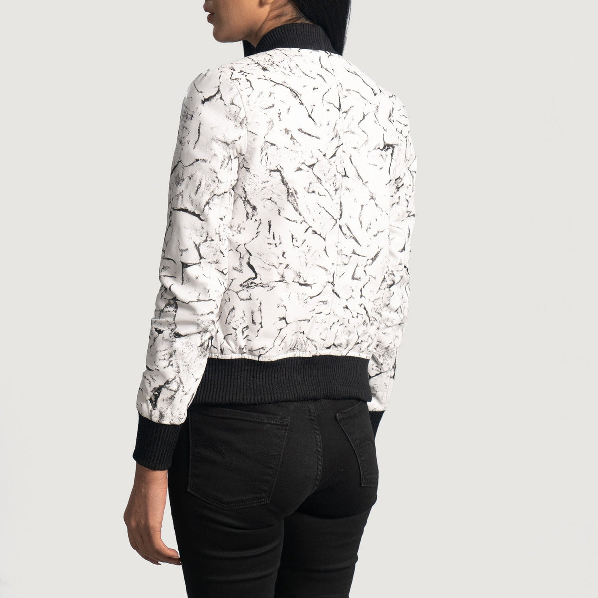 Donna Blake White Leather Bomber Jacket - women's jacket in white sheepskin leather, view 6