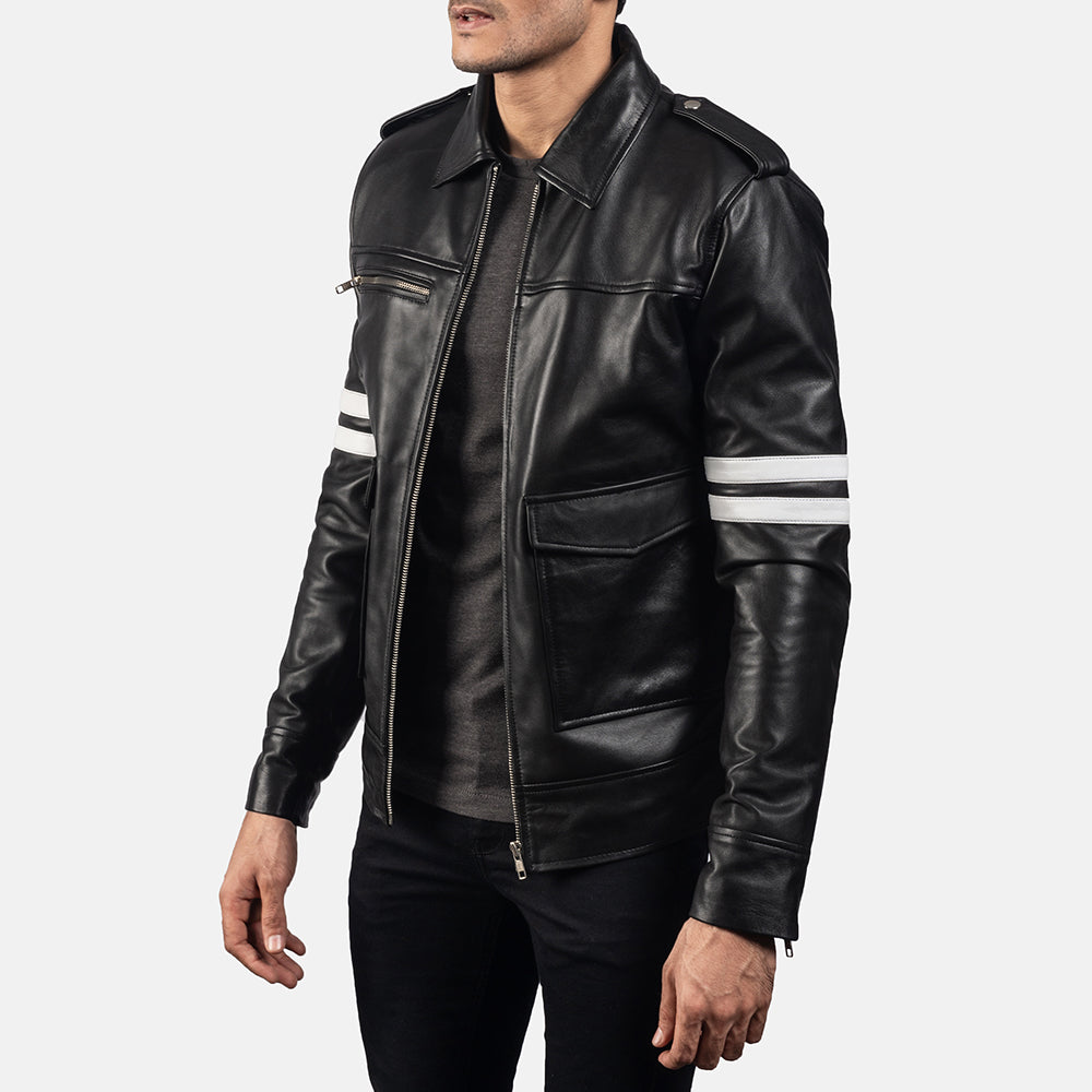 Dragonhide Black Leather Jacket - men's jacket in black sheepskin leather, view 2