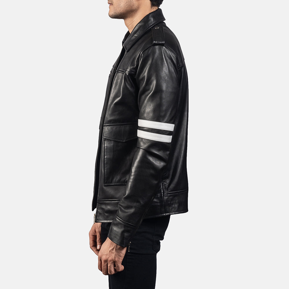Dragonhide Black Leather Jacket - men's jacket in black sheepskin leather, view 5