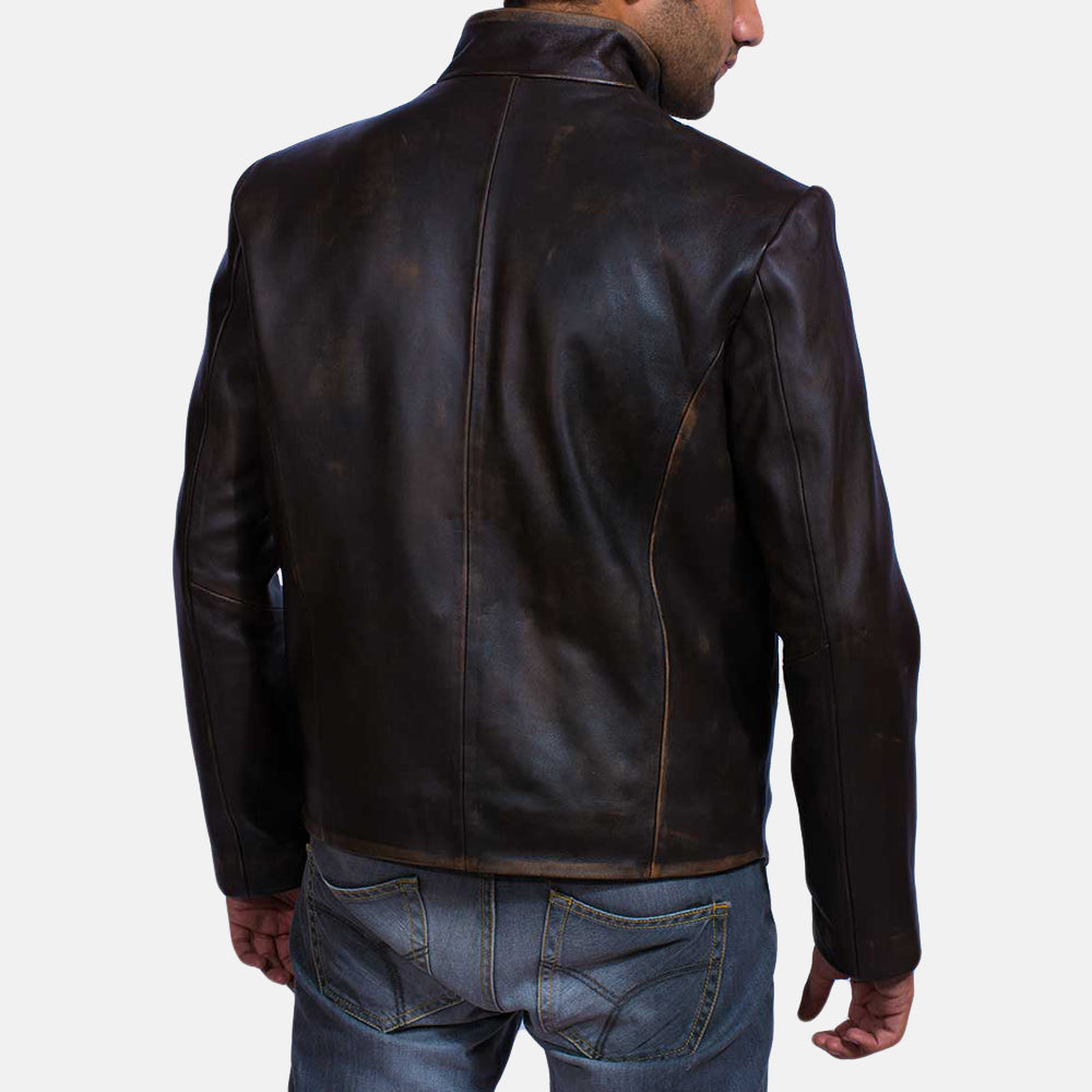 Drakeshire Brown Leather Jacket - men's jacket in brown goatskin leather, view 4