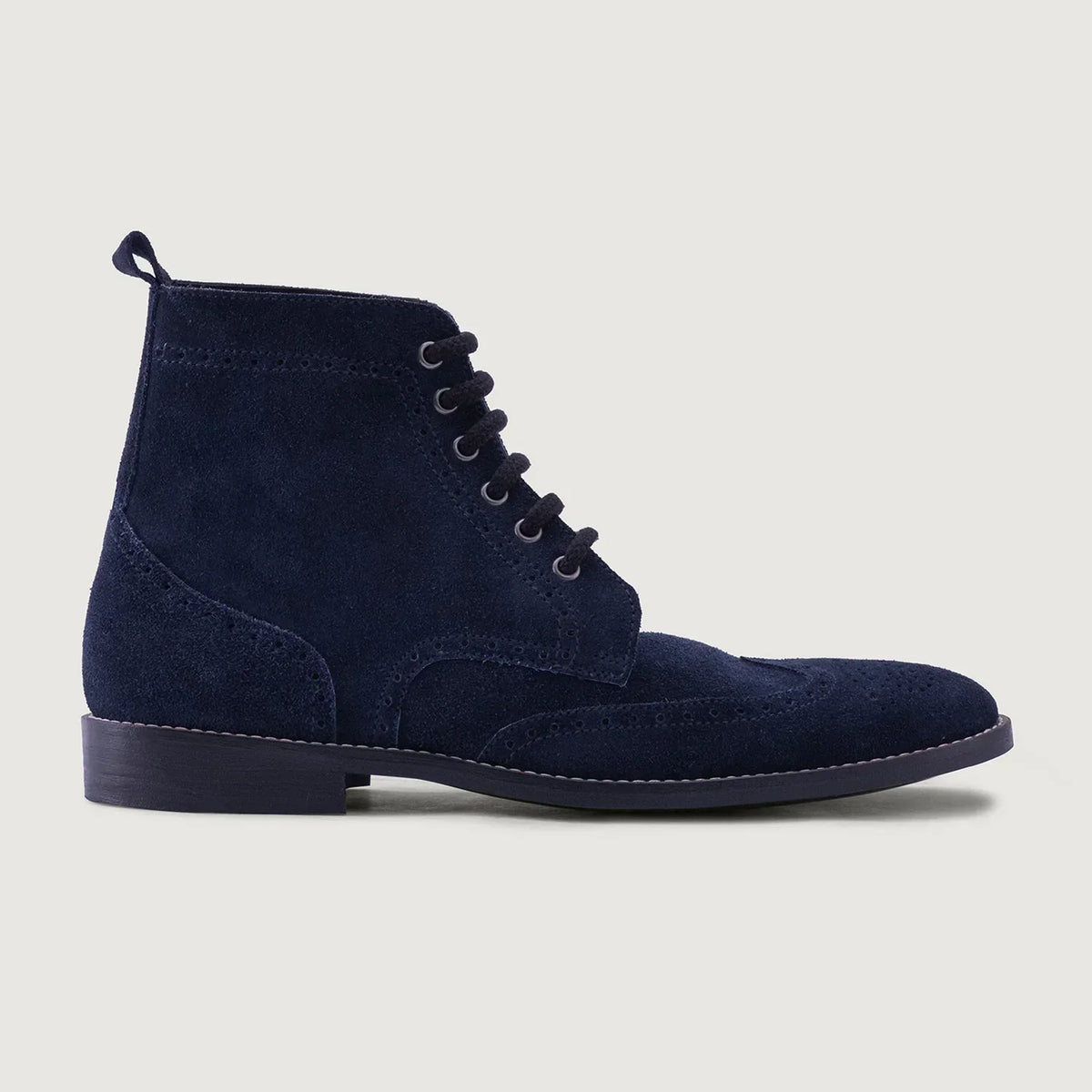 Duster Brogues Blue Suede Leather Boots Rugged Sole - men's boots in blue suede leather, view 2